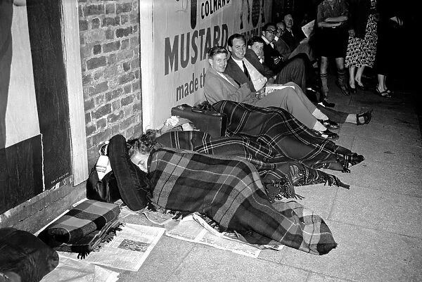 Cricket fans queuing overnight for the 5th Test at The Oval. 17th August 1953