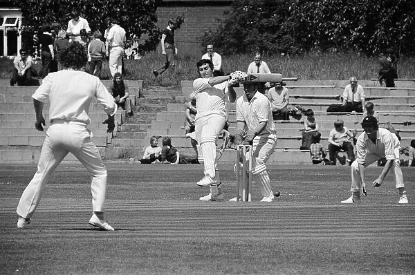 Cricket match in Acklam Park. Middlesbrough, North Yorkshire. 1973