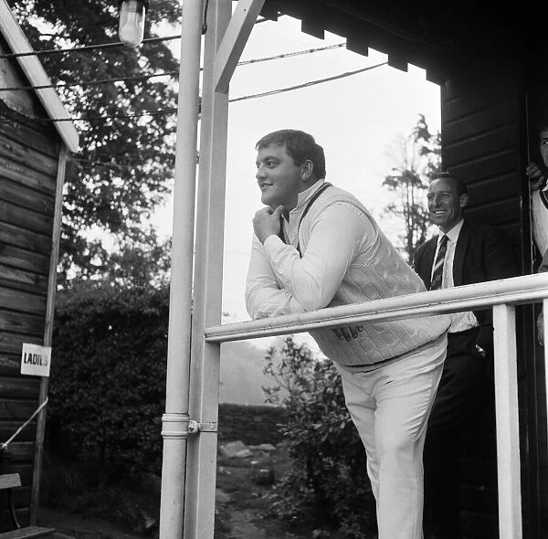 Cricket match, Cheshire v Northants. Northamptonshire cricketer Colin Milburn surveys