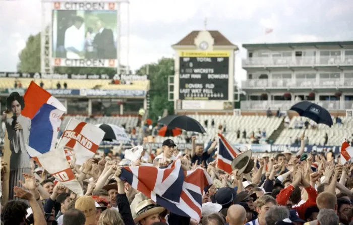 Framed Print : Cricket supporter invade the pitch at Edgbaston June 1997 after England beat Australia by