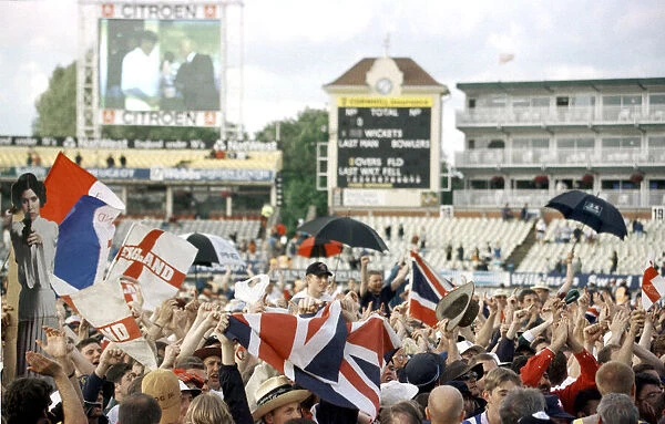Cricket supporter invade the pitch at Edgbaston June 1997 after England beat Australia by