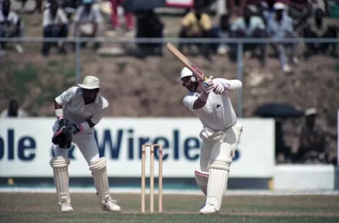 Framed Print : Cricket - Test. England v. Jamaica. February 1990 90-1064A-033 Framed Print : Cricket - Test. England v. Jamaica. February 1990 90-1064A-033