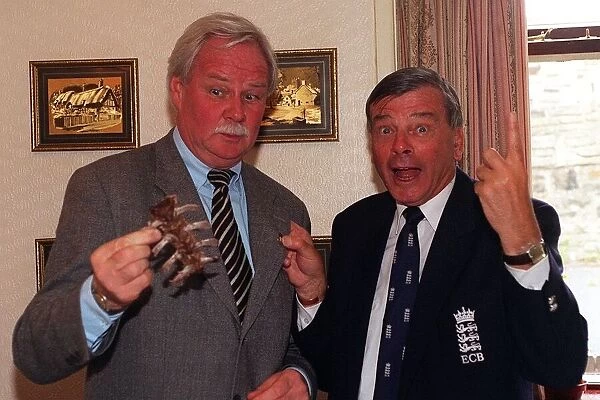 Cricket tetst umire Harold Dickie Bird and Ted Macauley after eating a Barnsley chop at