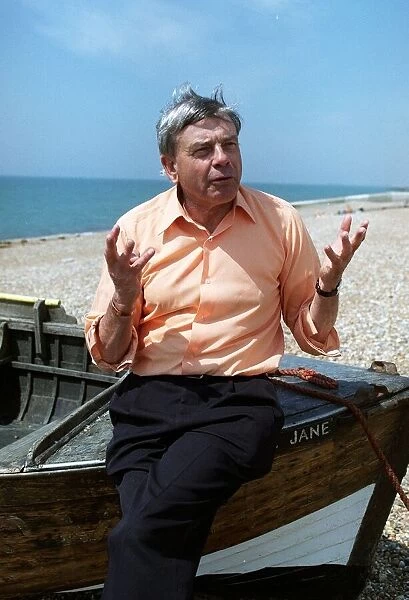 Cricket Umpire Dickie Bird pictured on the beach at Hove, East Sussex