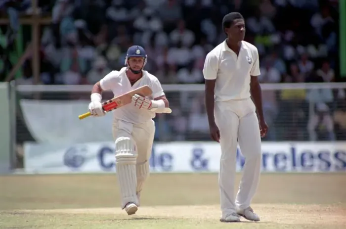 Framed Print : Cricket. West Indies v. England. May 1990 90-2761-180. Robin Smith at the crease Framed Print : Cricket. West Indies v. England. May 1990 90-2761-180. Robin Smith at the crease
