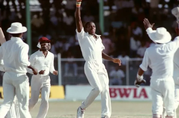 Framed Print : Cricket. West Indies v. England. May 1990 90-2761-037 West Indies fast bowler Framed Print : Cricket. West Indies v. England. May 1990 90-2761-037 West Indies fast bowler
