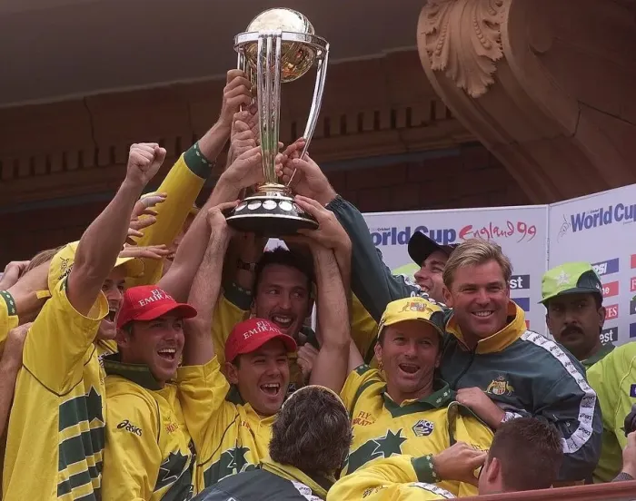 Framed Print : Cricket World Cup 1999 Pakistan v Australia The Winning Australian Cricket Team Framed Print : Cricket World Cup 1999 Pakistan v Australia The Winning Australian Cricket Team