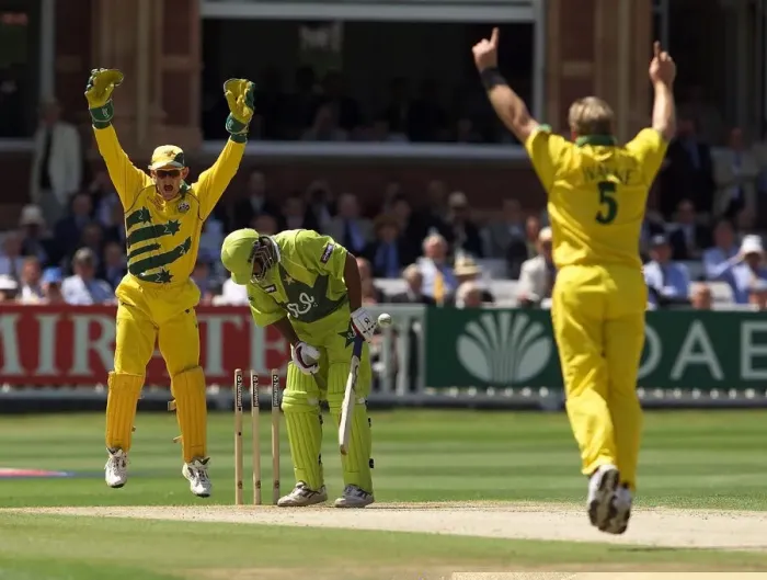 Framed Print : Cricket World Cup Final 1999 Australia v Pakistan June 1999 Shane Warne celebrates