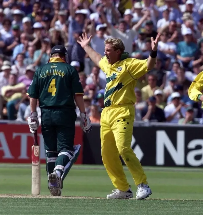 Framed Print : Cricket World Cup June 1999 Shane Warne Australia Celebrates Taking The Wicket Of