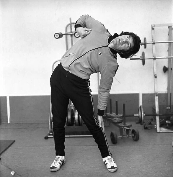Cricketer Alan Knott in the gym. February 1976
