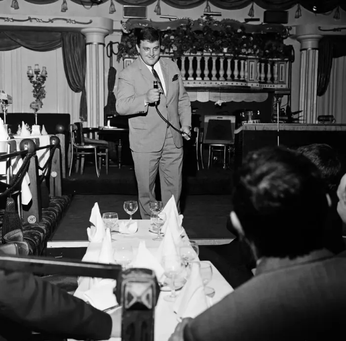 Framed Print : Cricketer Colin Milburn singing at the Astor Club, Mayfair. 30th April 1967 Framed Print : Cricketer Colin Milburn singing at the Astor Club, Mayfair. 30th April 1967