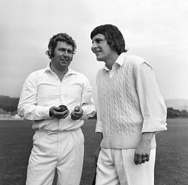 Cricketers Geoffrey Williams and Allan Geoghegan at the Ynysygerwn cricket club