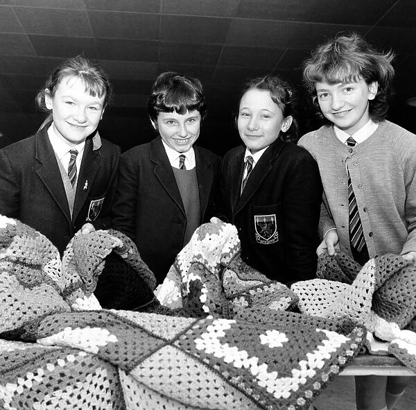 Crochet work at Springfield Primary School. 1971
