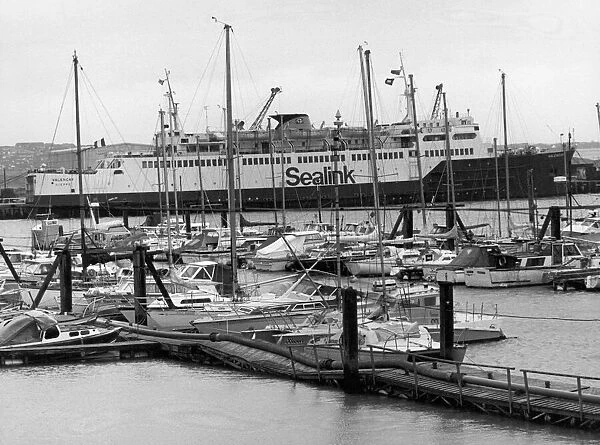 The cross channel ferry Valencay at Newhaven, the whole port being searched at