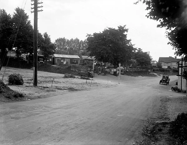 The crossroads at the Pheasant Inn Chalfont St Giles, Buckinghamshire. 17th August 1928