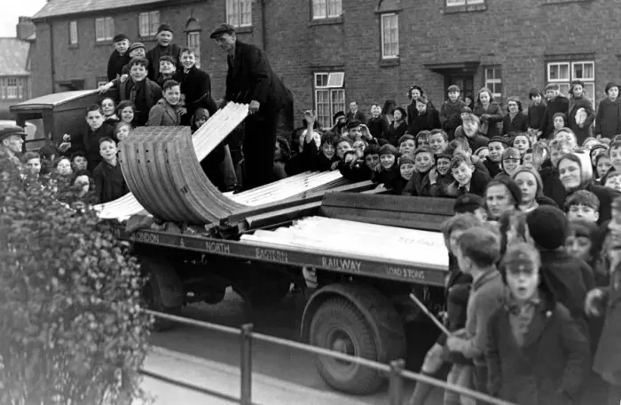 Framed Print : A crowd of excited youngsters watched the delivery of the first consignment of ARP air