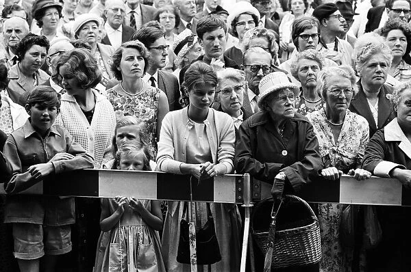 A crowd listening to Conservative Prime Minister Alec Douglas-Home at Ongar
