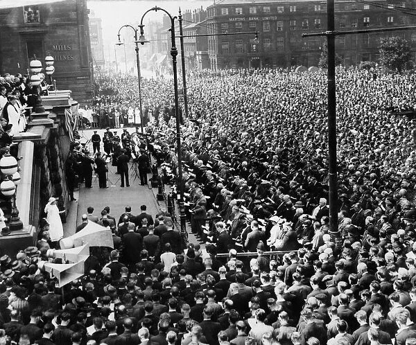 The crowd massed in Hamilton Square Birkenhead at the Memorial Service for the Thetis
