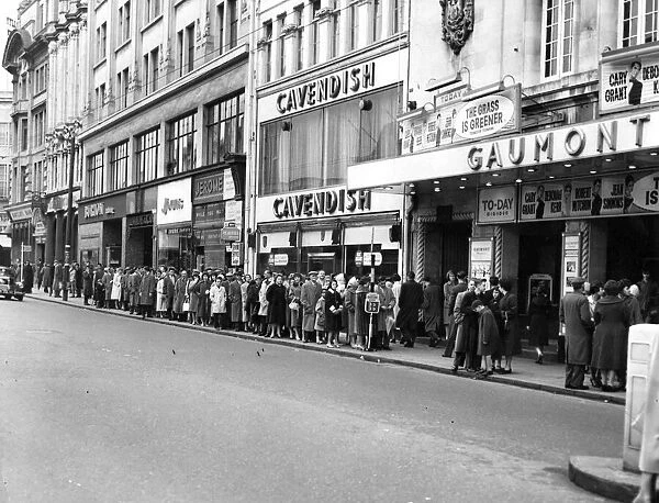 Crowd outside the Gaumont cinema, Queen Street, Cardiff. 1960