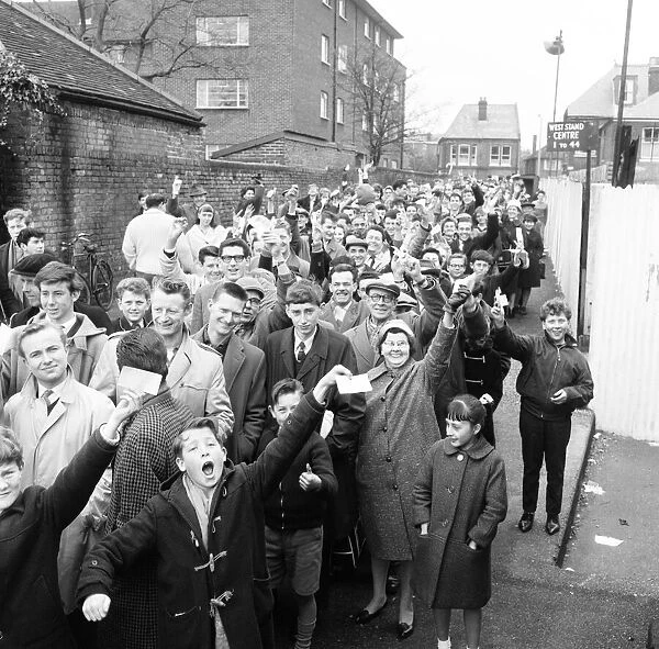 Crowd queue at Southampton Football Club ground for tickets for the Southampton v