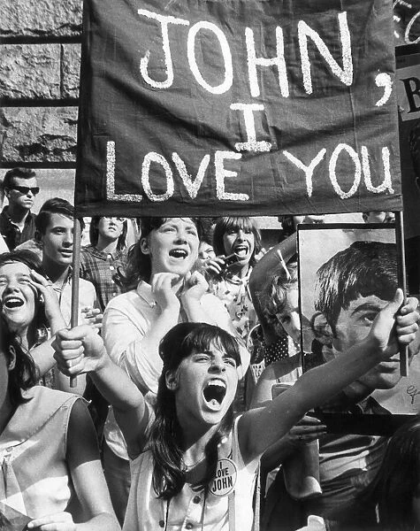 Crowd Scene of fans, pictured ahead of The Beatles concert at the Forest Hills tennis