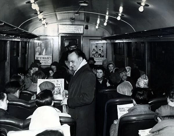 A crowded carriage of the Newcastle to Coast electric train on 17th November 1962