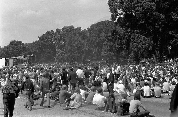 Crowds gather at The Rolling Stones concert in Hyde Park, London. 5th July 1969