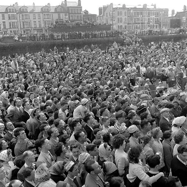 Crowds of holidaymakers at the beach and on the seafront at Blackpool