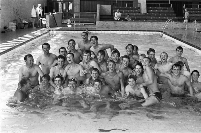 Framed Print : Crystal Palace Football players visit to Crystal Palace swimming baths. 18th July 1967 Framed Print : Crystal Palace Football players visit to Crystal Palace swimming baths. 18th July 1967