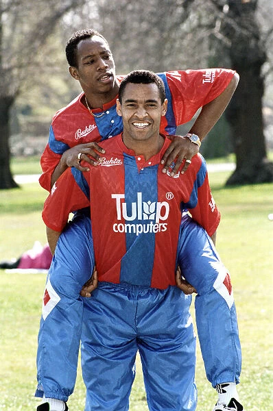 Crystal Palace players Mark Bright and Ian Wright pictured at the launch of Palace