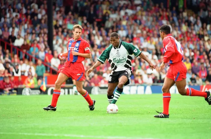 Framed Print : Crystal Palace v Liverpool Premiership Football 20th August 1994 John Barnes in Framed Print : Crystal Palace v Liverpool Premiership Football 20th August 1994 John Barnes in