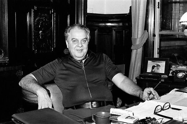 Cubby Broccoli, American film producer, pictured at his London Office Suite