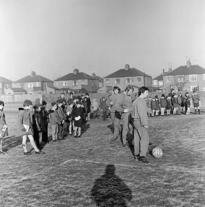 Framed Print : Cubs at watching Middlesbrough players in training. 1971 Framed Print : Cubs at watching Middlesbrough players in training. 1971