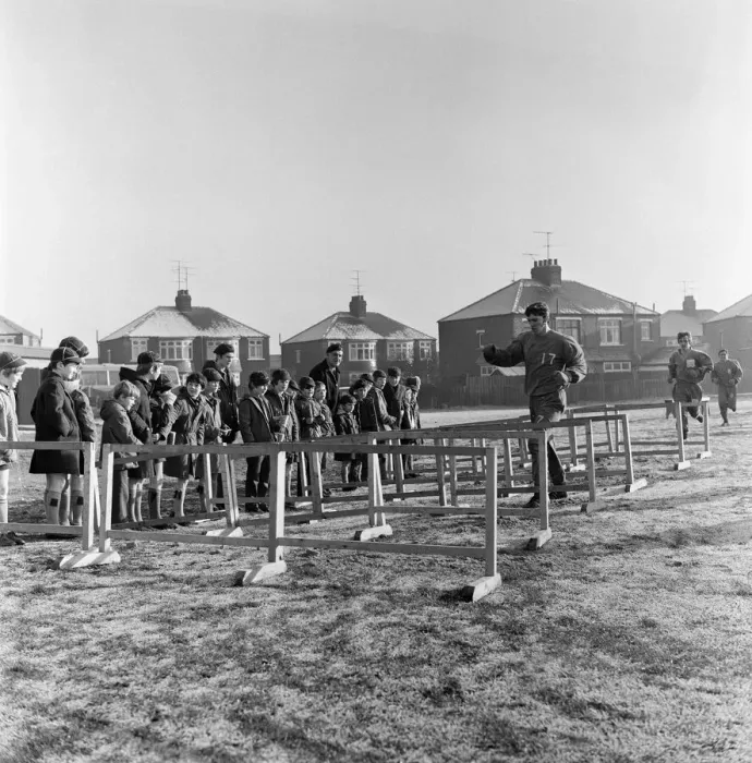 Framed Print : Cubs at watching Middlesbrough players in training. 1971 Framed Print : Cubs at watching Middlesbrough players in training. 1971