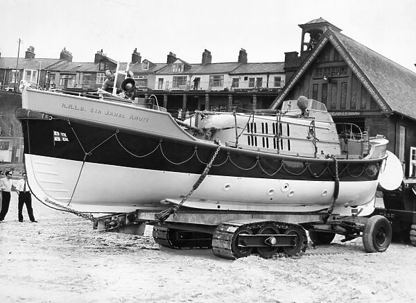 The Cullercoats lifeboat Sir James Knott. Tonight it will have guards to