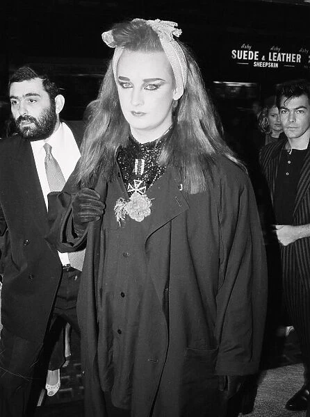 Culture Club singer Boy George arriving at a film premiere. 3rd October 1984