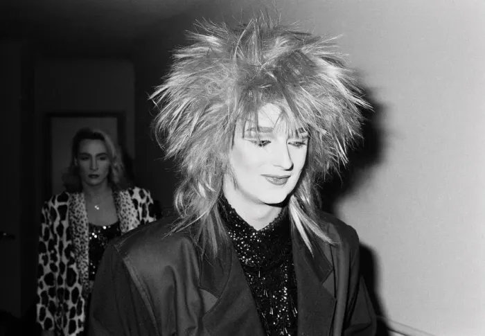 Framed Print : Culture Club singer Boy George arriving for the premiere of the film 1984 Framed Print : Culture Club singer Boy George arriving for the premiere of the film 1984