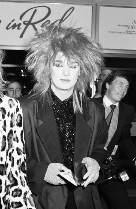 Framed Print : Culture Club singer Boy George arriving for the premiere of the film 1984
