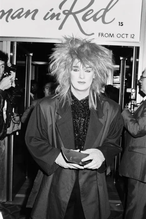 Framed Print : Culture Club singer Boy George arriving for the premiere of the film 1984