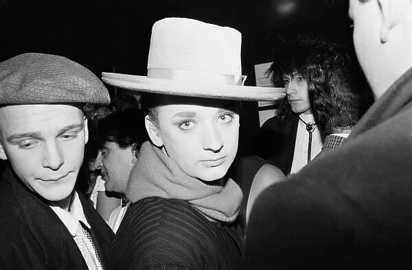 Culture Club singer Boy George attending a reception with Radio One DJ Janet Long