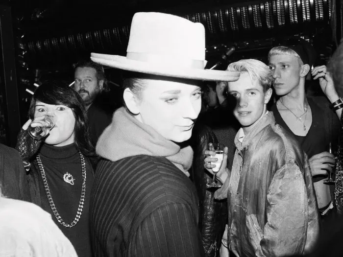 Framed Print : Culture Club singer Boy George attending a reception with Radio One DJ Janet Long Framed Print : Culture Club singer Boy George attending a reception with Radio One DJ Janet Long