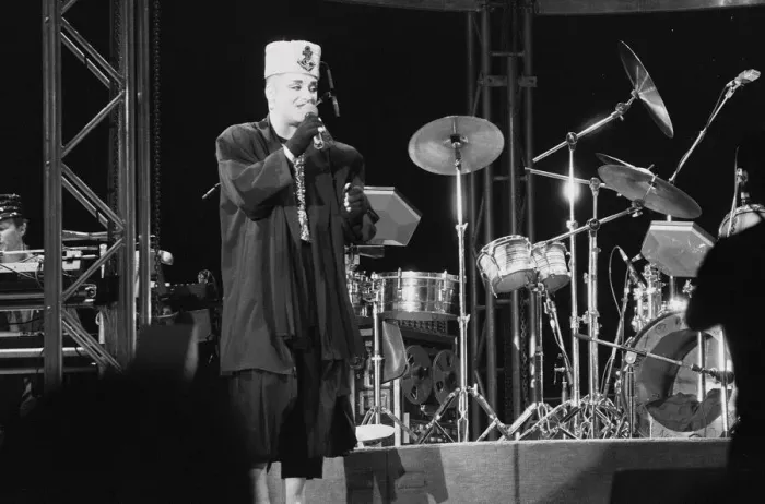 Framed Print : Culture Club singer Boy George performing on stage during a concert Framed Print : Culture Club singer Boy George performing on stage during a concert