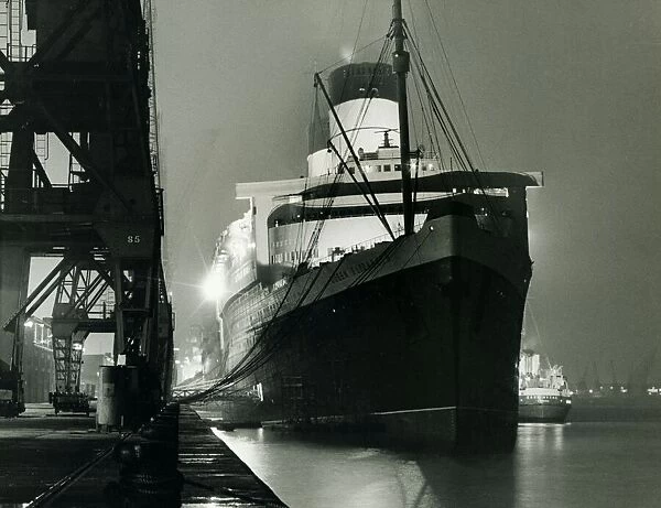 The Cunard trans-atlantic liner The Queen Elizabeth seen her moored alongside