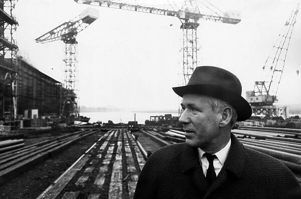 Cunards naval architect Dan Wallace, of Clydebank, stands at the empty berth which