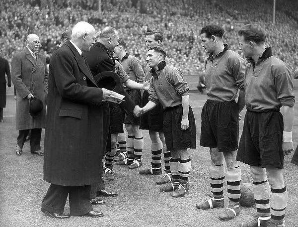 Cup Final 1949 Wolves v Leicester City, The Duke of Gloucester meets the teams