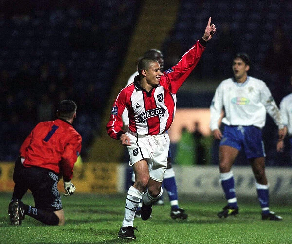 Curtis Woodhouse, of Sheffield United celebrates after scoring the first goal of match