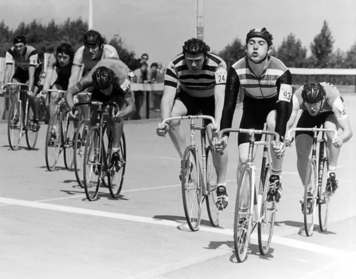 Framed Print : Cycle Racing at Clairville Stadium, Middlesbrough. 14th August 1982