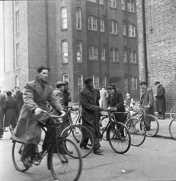 Cycles for sale at the flea market in Club Row, Bethnal Green, E1 London 1st March 1955