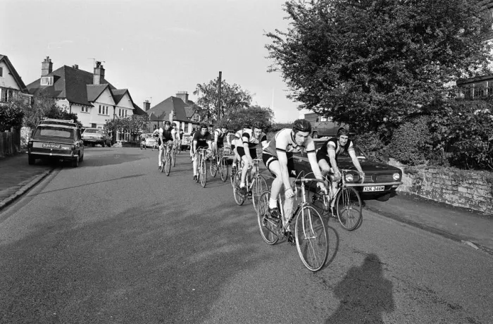 Framed Print : Cycling club in Reading, Berkshire. 11th August 1974