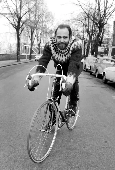 Framed Print : Cycling journalist and writer Mr. Richard Ballantine riding a bicycle February Framed Print : Cycling journalist and writer Mr. Richard Ballantine riding a bicycle February